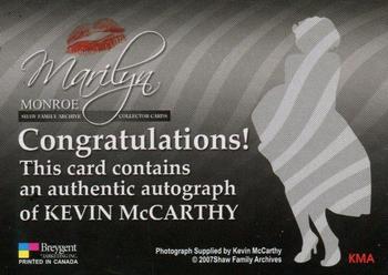 2008 Breygent Marilyn Monroe - Autographs #KMA Kevin McCarthy Back