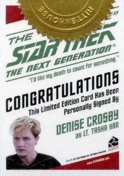 2013 Rittenhouse Star Trek The Next Generation Heroes & Villains - Quotable Autograph #NNO Denise Crosby Back