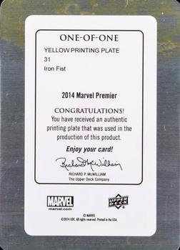 2014 Upper Deck Marvel Premier - Printing Plate Yellow #31 Iron Fist Back