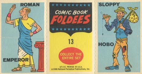 1966 Topps Comic Book Foldees #13 High-Flying Supergirl / Roman Emperor / Sloppy Hobo Back