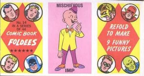 1966 Topps Comic Book Foldees #14 Mischievous Imp / Western Marshall / Snappy Hot Rodder Front