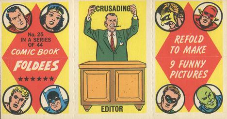 1966 Topps Comic Book Foldees #25 Crusading Editor / Decaying Mummy / Fighting Soldier Front