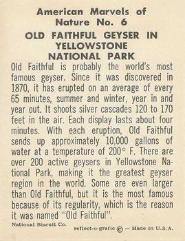1963 Nabisco American Marvels of Nature #6 Old Faithful Geyser Back