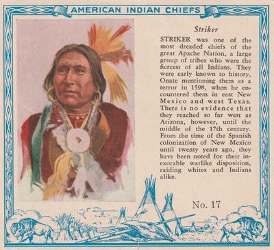 1954 Red Man American Indian Chiefs (T129) #17 Striker Front