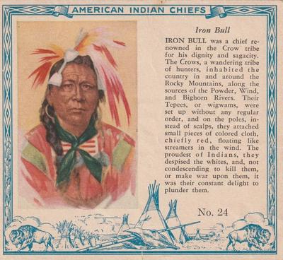 1954 Red Man American Indian Chiefs (T129) #24 Iron Bull Front
