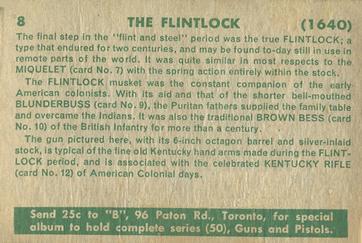 1953 Parkhurst Guns and Pistols (V339-6) #8 The Flintlock Pistol Back