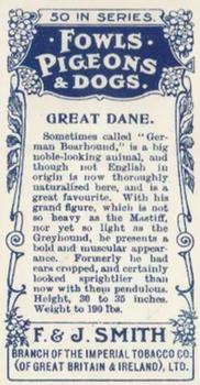 1908 Studio Fowls, Pigeons & Dogs #27 Great Dane Back