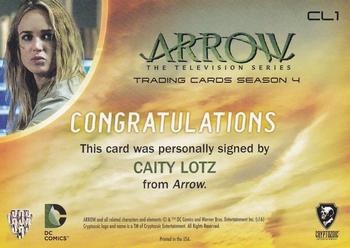 2017 Cryptozoic Arrow Season 4 - Autographs #CL1 Caity Lotz Back
