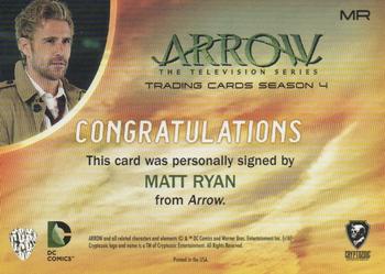 2017 Cryptozoic Arrow Season 4 - Autographs #MR Matt Ryan Back
