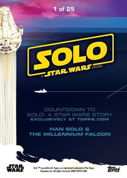 2018 Topps Countdown to Solo: A Star Wars Story #1 Han Solo & the Millennium Falcon Back