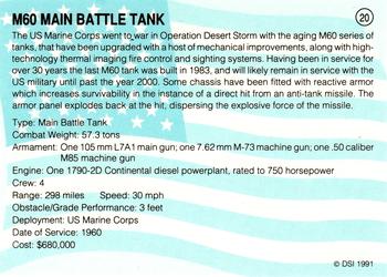 1991 DSI Desert Storm Weapons & Specifications #20 M60 Main Battle Tank Back