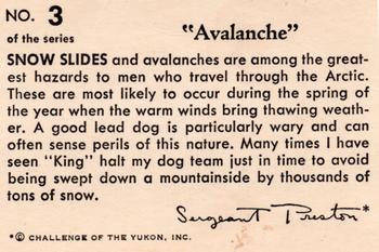 1950 Quaker Oats Challenge of the Yukon Sgt. Preston (F279-4) #3 Avalanche Back