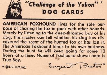 1950 Quaker Oats Challenge of the Yukon Dogs (F279-5) #NNO American Foxhound Back