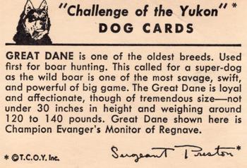 1950 Quaker Oats Challenge of the Yukon Dogs (F279-5) #NNO Great Dane Back