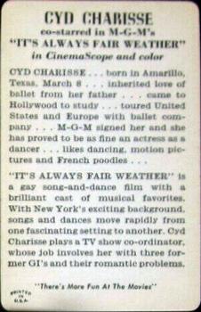 1955 Movie Stars of M-G-M (F272-20) #NNO Cyd Charisse Back