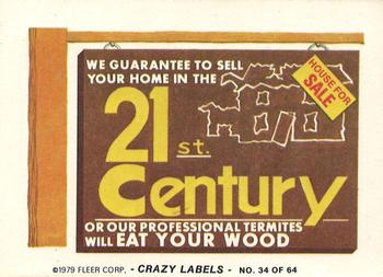 1979 Fleer Crazy Labels #62 Colorots Bleech Back