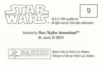 1996 SkyBox Star Wars Stickers #9 Stormtrooper Blasting In the Corridor Back
