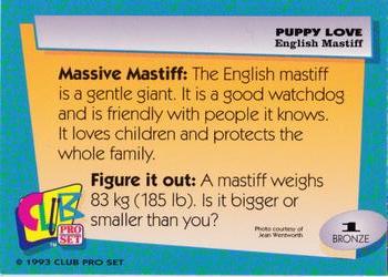 1993 Club Pro Set Puppy Love #1 English Mastiff Back