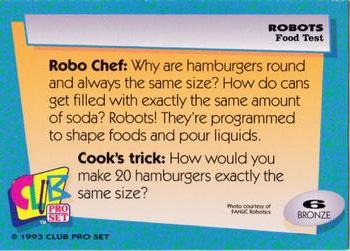 1993 Club Pro Set Robots #6 Food Test Back