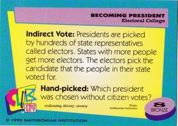 1992 Club Pro Set Becoming President #8 Electoral College Back