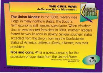 1993 Boomerang Book Club The Civil War #1 Jefferson Davis Monument Back