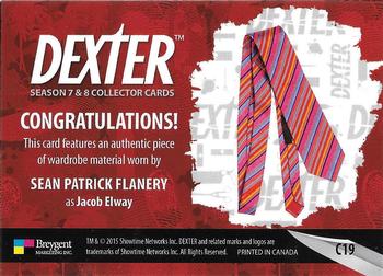 2016 Breygent Dexter Season 7 & 8 - Costume #C19 Sean Patrick Flanery as Jacob Elway Back