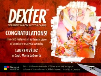 2016 Breygent Dexter Season 7 & 8 - Costume #C23 Lauren Vélez as Capt. Maria LaGuerta Back