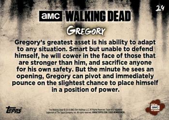 2018 Topps The Walking Dead: Hunters and the Hunted #24 Gregory Back