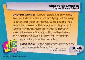 1992 Club Pro Set Creepy Creatures - Silver #14 Pygmy Horned Lizard Back