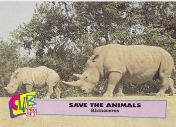 1992 Club Pro Set Save the Animals #4 Rhinoceros Front