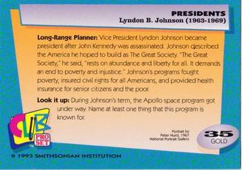 1992 Smithsonian Institute Presidents - Gold #35 Lyndon B. Johnson Back