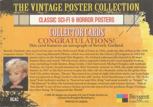 2007 Breygent Classic Sci-Fi & Horror Posters - Autographs #BGAC Beverly Garland Back