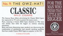 1993 Imperial Tobacco Limited Russ Abbott Advertising #9 The Owz-Hat! Back