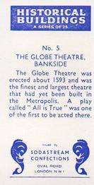 1957 Sodastream Confections Historical Buildings #5 The Globe Theatre, Bankside Back