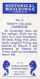 1957 Sodastream Confections Historical Buildings #6 Trinity College, Cambridge Back