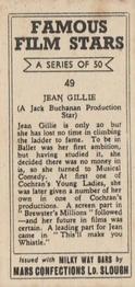 1939 Milky Way Famous Film Stars #49 Jean Gillie Back