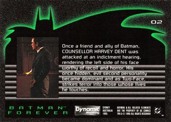 1995 Dynamic Marketing Australia Batman Forever #2 Councillor Harvey Dent Back