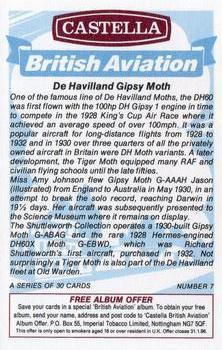 1994 Castella British Aviation #7 De Havilland Gipsy Moth Back