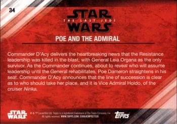 2018 Topps Star Wars The Last Jedi Series 2 - Blue #34 Poe and the Admiral Back