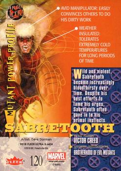 2018 Fleer Ultra X-Men #120 Sabretooth Back