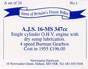 1993 Newmarket Hardware Some of Britain's Finest Bikes #1 A.J.S. 16-MS 347cc Back