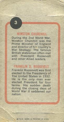 1965 Topps Push Pull #3 Winston Churchill / Franklin D. Roosevelt Back