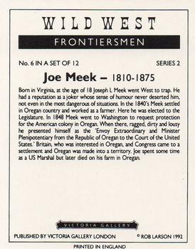 1992 Victoria Gallery Wild West Frontiersman #6 Joe Meek Back