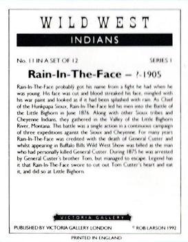 1992 Victoria Gallery Wild West Indians #11 Rain in the Face Back