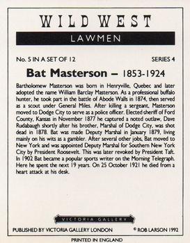 1992 Victoria Gallery Wild West Lawmen #5 Bat Masterson Back