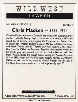 1992 Victoria Gallery Wild West Lawmen #8 Chris Madsen Back