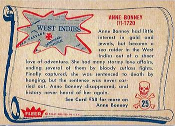 1961 Fleer Pirates Bold (R730-4) #25 Anne Bonny Back