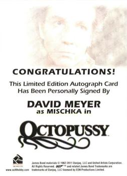 2012 Rittenhouse James Bond 50th Anniversary Series 1 - Full Bleed Autographs #NNO David Meyer Back