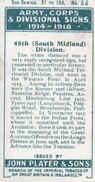 1925 Player's Army Corps and Divisional Signs 1914-1918 2nd Series #55 48th (South Midland) Division Back