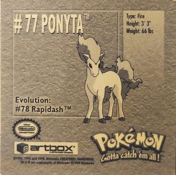 1999 Artbox Pokemon Stickers Series 1 #77 Ponyta Back